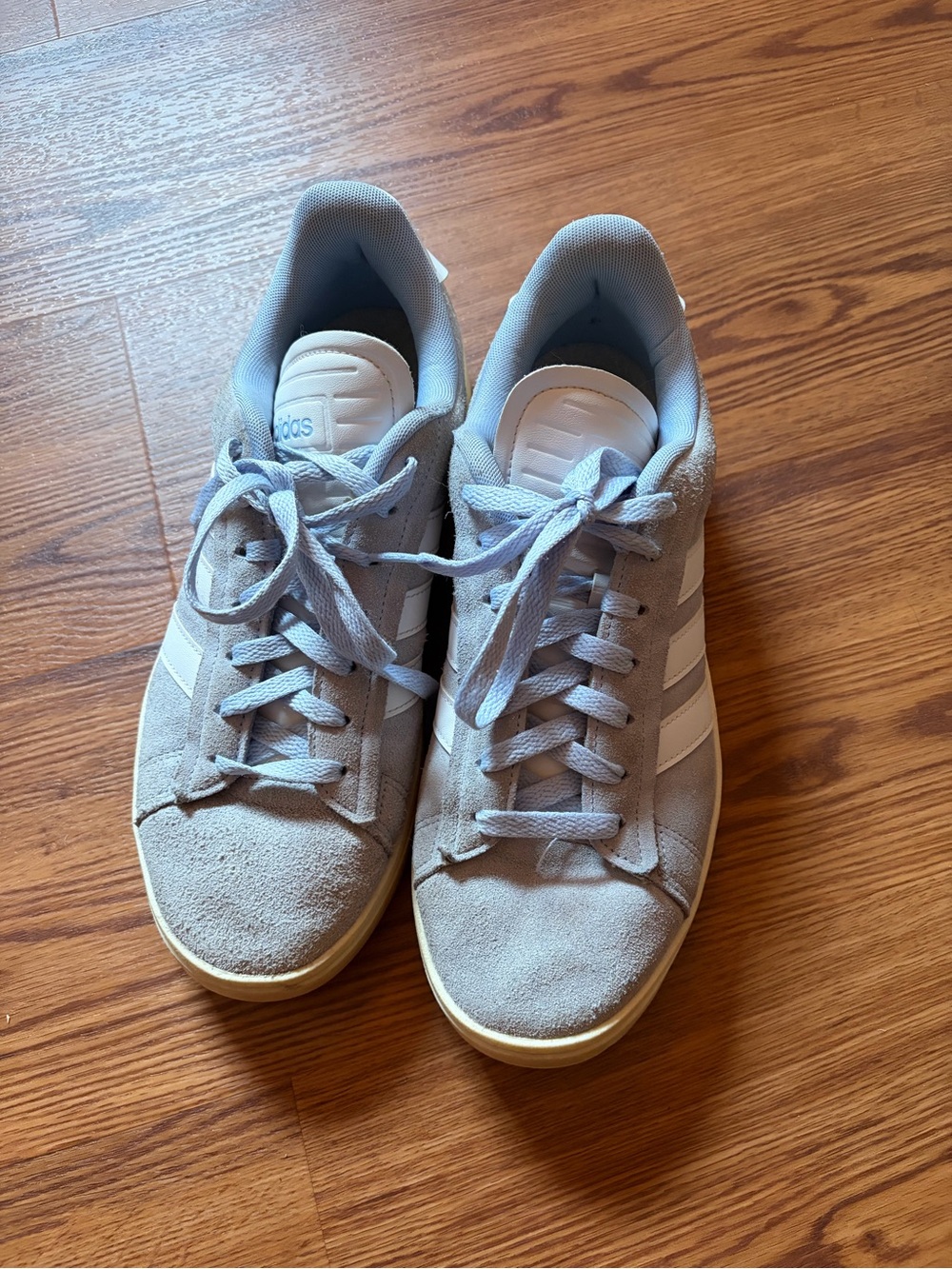 adidas Light Blue Suede Sneakers with White Stripes